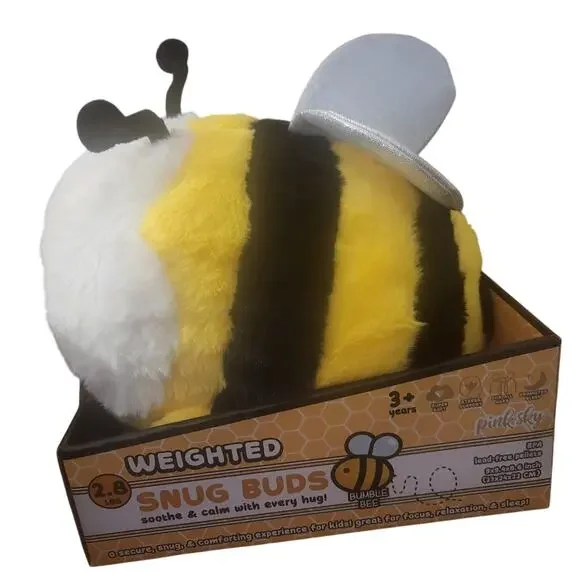 Pink Sky Weighted Snug Bud Bumble Bee Plush Stress Support Snuggle Buddy Calm - Picture 2 of 9